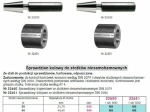Sprawdzian kulowy do stożków niesamohamownych