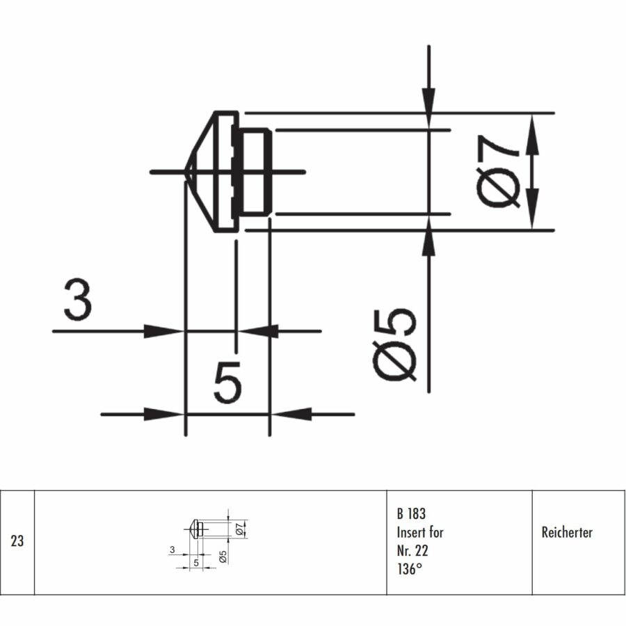 Wgłębnik diamentowy B 183 Insert for nr 22 136st. (nr 23)