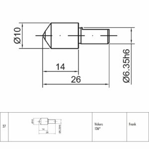 Wgłębnik diamentowy Vickers 136st. (STROH nr 27)
