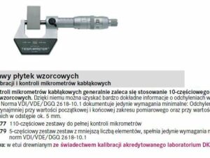 Zestawy płytek wzorcowych do kalibracji i kontroli mikrometrów kablakowych