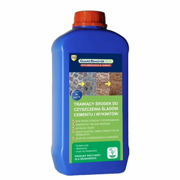 Zmywacz wykwitów, mleczka cementowego, osadów, bezpieczny i ekologiczny Guard Remover Eco 1L