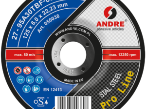Tarcza do szlifowania metalu T27 125x6x22,23 A #30 QBF METAL ECO LINE 10szt. ANDRE