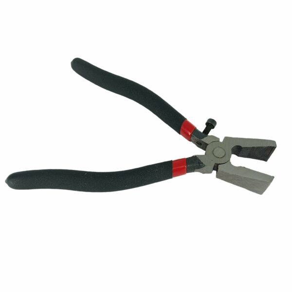 Szczypce szklarskie proste szerokie do łamania szkła 200x25mm, antypoślizgowy uchwyt, czarne (5)